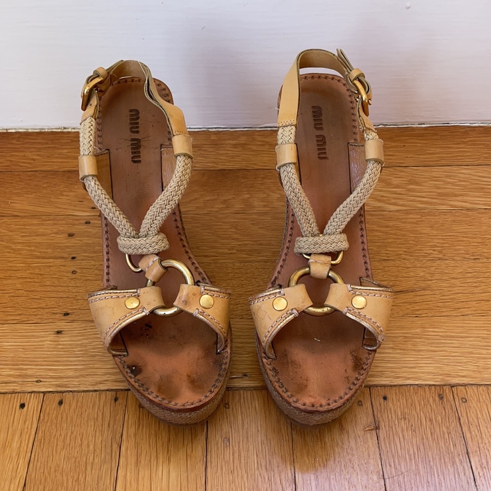 Miu Miu Tan Wedges - image 4